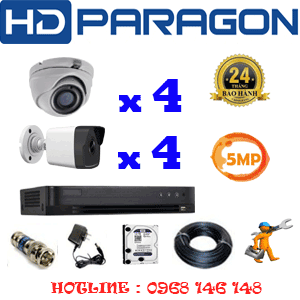 Lắp Đặt Trọn Bộ 8 Camera Hdparagon 5.0Mp (Prg-54546)-PRG-54546