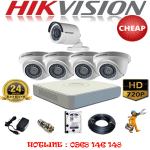 Lắp Đặt Trọn Bộ 5 Camera Hikvision 1.0Mp (Hik-14112C)-HIK-14112C