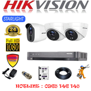 Lắp Đặt Trọn Bộ 3 Camera Hikvision 2.0Mp (Hik-2221122)-HIK-2221122