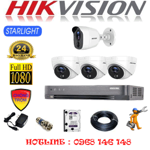 Lắp Đặt Trọn Bộ 4 Camera Hikvision 2.0Mp (Hik-2321122)-HIK-2321122