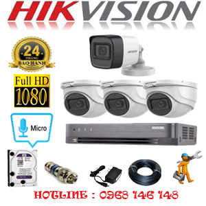 Lắp Đặt Trọn Bộ 4 Camera Hikvision 2.0Mp (Hik-2323124)-HIK-2323124
