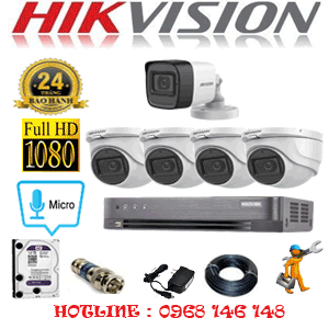 Lắp Đặt Trọn Bộ 5 Camera Hikvision 2.0Mp (Hik-2423124)-HIK-2423124