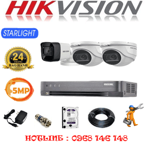 Lắp Đặt Trọn Bộ 3 Camera Hikvision 5.0Mp (Hik-5219120)-HIK-5219120