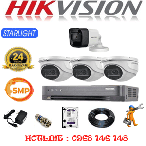 Lắp Đặt Trọn Bộ 4 Camera Hikvision 5.0Mp (Hik-5319120)-HIK-5319120