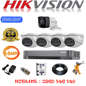Lắp Đặt Trọn Bộ 5 Camera Hikvision 5.0Mp (Hik-5419120)-HIK-5419120