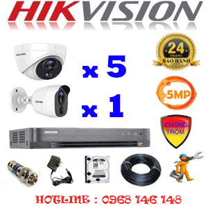 Lắp Đặt Trọn Bộ 6 Camera Hikvision 5.0Mp (Hik-5515116)-HIK-5515116