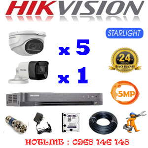 Lắp Đặt Trọn Bộ 6 Camera Hikvision 5.0Mp (Hik-5519120)-HIK-5519120