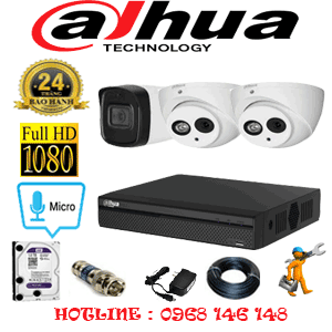 Lắp Đặt Trọn Bộ 3 Camera Dahua 2.0Mp (Dah-22516)-DAH-22516