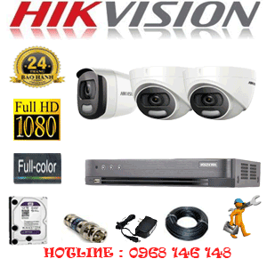 Lắp Đặt Trọn Bộ 3 Camera Hikvision 2.0Mp (Hik-22516)-HIK-22516