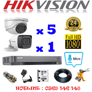 Lắp Đặt Trọn Bộ 6 Camera Hikvision 2.0Mp (Hik-2523124)-HIK-2523124