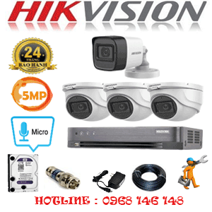 Lắp Đặt Trọn Bộ 4 Camera Hikvision 5.0Mp (Hik-5325126)-HIK-5325126