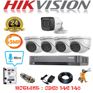 Lắp Đặt Trọn Bộ 5 Camera Hikvision 5.0Mp (Hik-5425126)-HIK-5425126