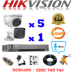 Lắp Đặt Trọn Bộ 6 Camera Hikvision 5.0Mp (Hik-5525126)-HIK-5525126