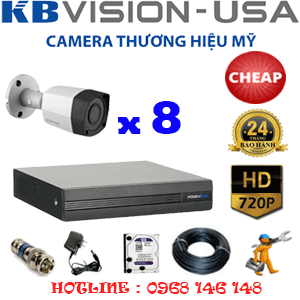Lắp Đặt Trọn Bộ 8 Camera Kbvision 1.0Mp (Kb-18200)-KB-18200C