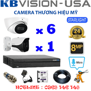 Lắp Đặt Trọn Bộ 7 Camera Kbvison 8.0Mp (Kb-8613114)-KB-8613114