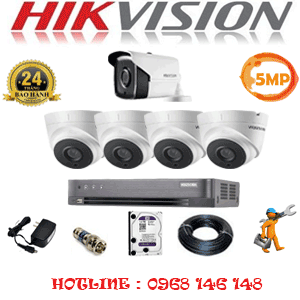 Lắp Đặt Trọn Bộ 5 Camera Hikvision 5.0Mp (Hik-5433134)-HIK-5433134