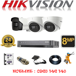 Lắp Đặt Trọn Bộ 3 Camera Hikvision 8.0Mp (Hik-8237138)-HIK-8237138