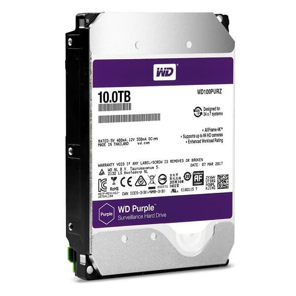 Ổ Cứng Hdd Western Digital Purple 8Tb 3.5″ Sata 3 – Wd80Purz-Ổ cứng HDD Camera WD Purple 10TB Sata3 7200rpm (Wd100Purx)