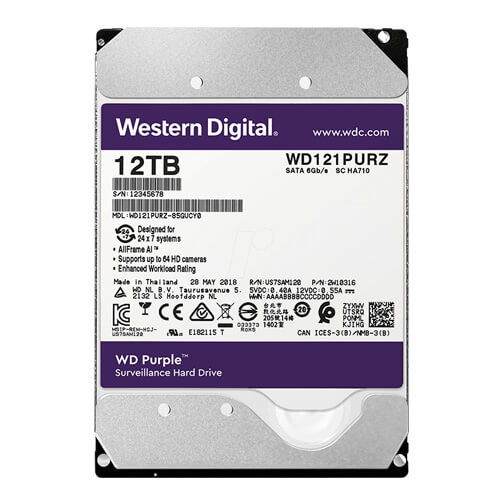 Ổ Cứng Hdd Western Digital Purple 10Tb 3.5″ Sata 3 – Wd100Purz-Ổ cứng HDD Camera WD Purple 12TB Sata3 7200rpm (Wd121Purz)
