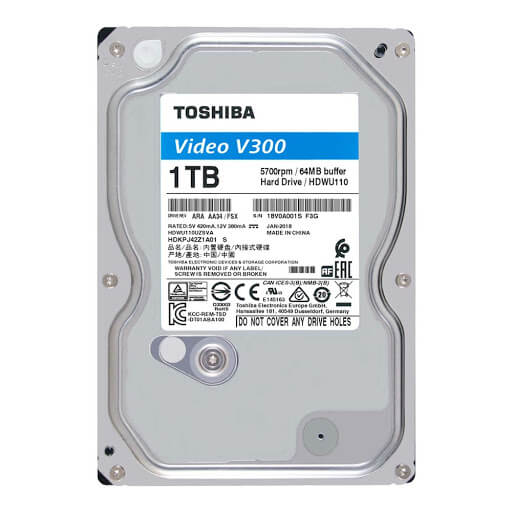 Ổ Cứng Hdd Toshiba S300 Surveillance 10Tb 3.5″ Sata 3 – Hdwt31Auzsva-Ổ cứng HDD Toshiba V300 Video Streaming 1TB SATA 5700RPM 64MB (HDWU110UZSVA)