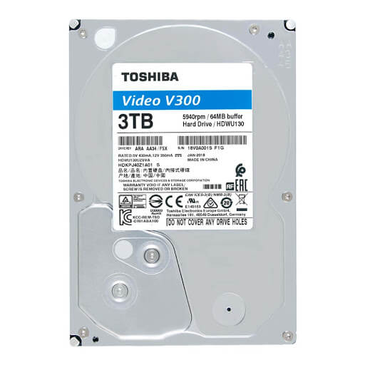 Ổ Cứng Hdd Toshiba S300 Surveillance 4Tb 3.5″ Sata 3 – Hdwt140Uzsva-Ổ cứng HDD Toshiba V300 Video Streaming 3TB SATA 5940RPM 64MB (HDWU130UZSVA)