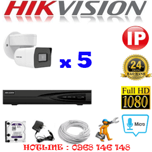 Lắp Đặt Trọn Bộ 5 Camera Ip Hikvision 2.0Mp (Hik-2411112)-HIK-253600