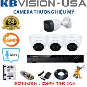 Lắp Đặt Trọn Bộ 4 Camera Kbvision 5.0Mp (Kb-5339140)-KB-5339140