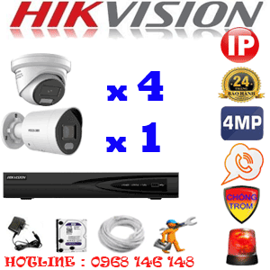Lắp Đặt Trọn Bộ 5 Camera Ip Hikvision 4.0Mp (Hik-449110)-HIK-449110
