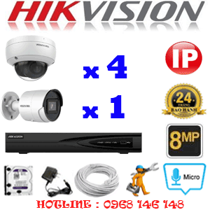 Lắp Đặt Trọn Bộ 5 Camera Ip Hikvision 8.0Mp (Hik-84718)-HIK-84718